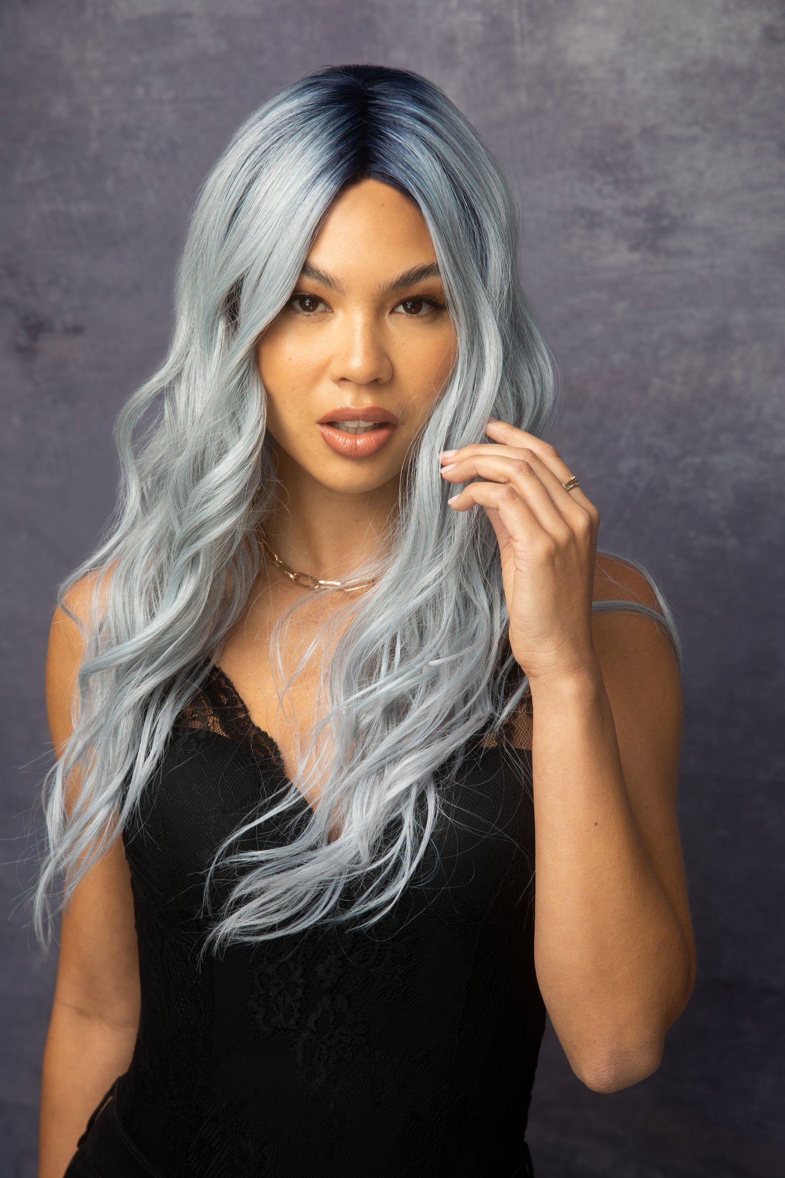 Lavish Wavez Lace Front Monofilament Part Synthetic Wig By Rene of Paris | Frozen-Sapphire
