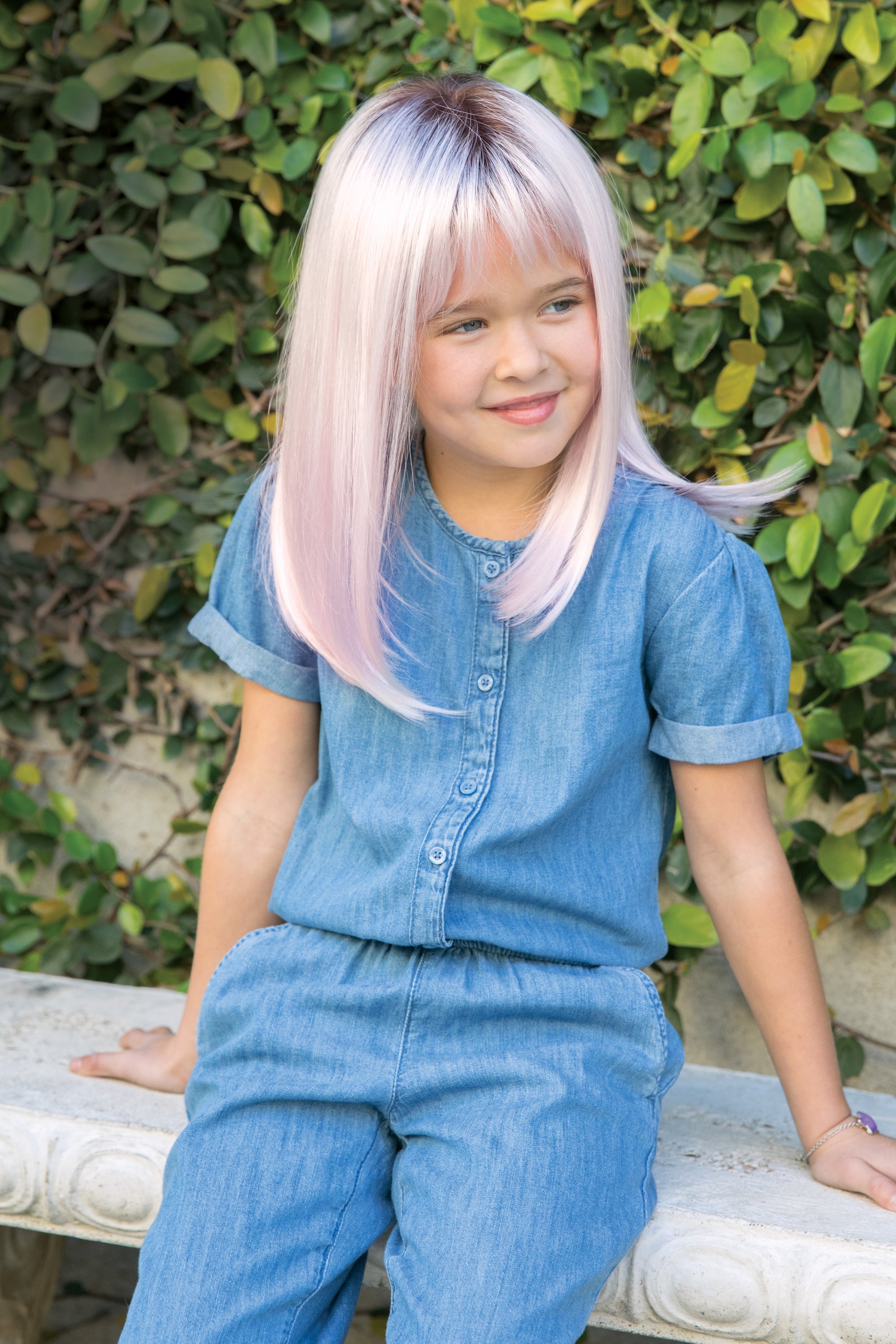 Miley Kids Children Lace Front Monofilament Top Synthetic Hair Wig By Amore