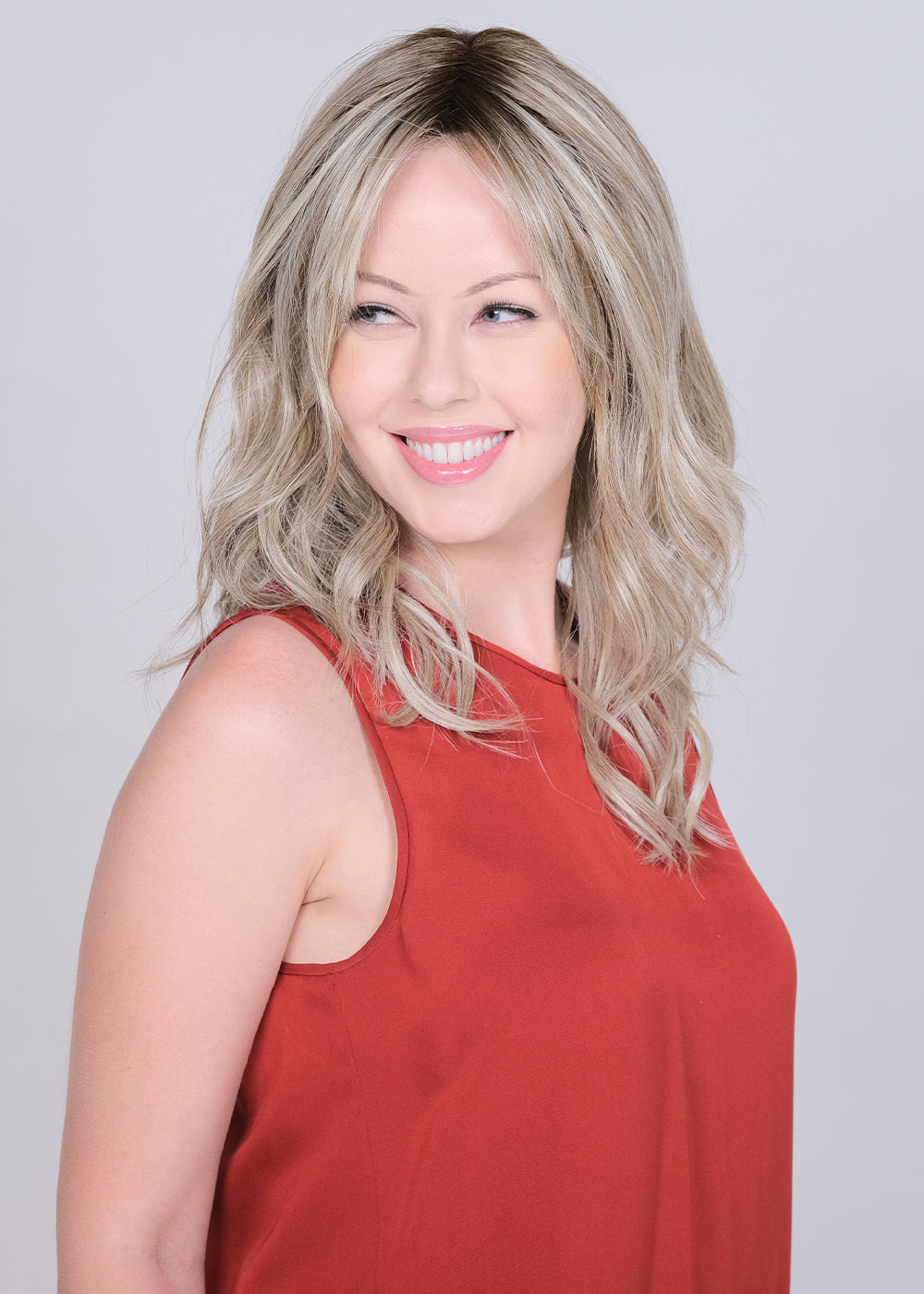 Peerless 18 Lace Front Monofilament Part Synthetic Wig By Belle Tress | Rootbeer Float Blonde