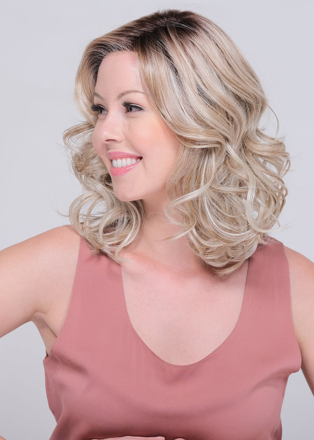 Summer Peach Lace Front Synthetic Hair Wig By Belle Tress