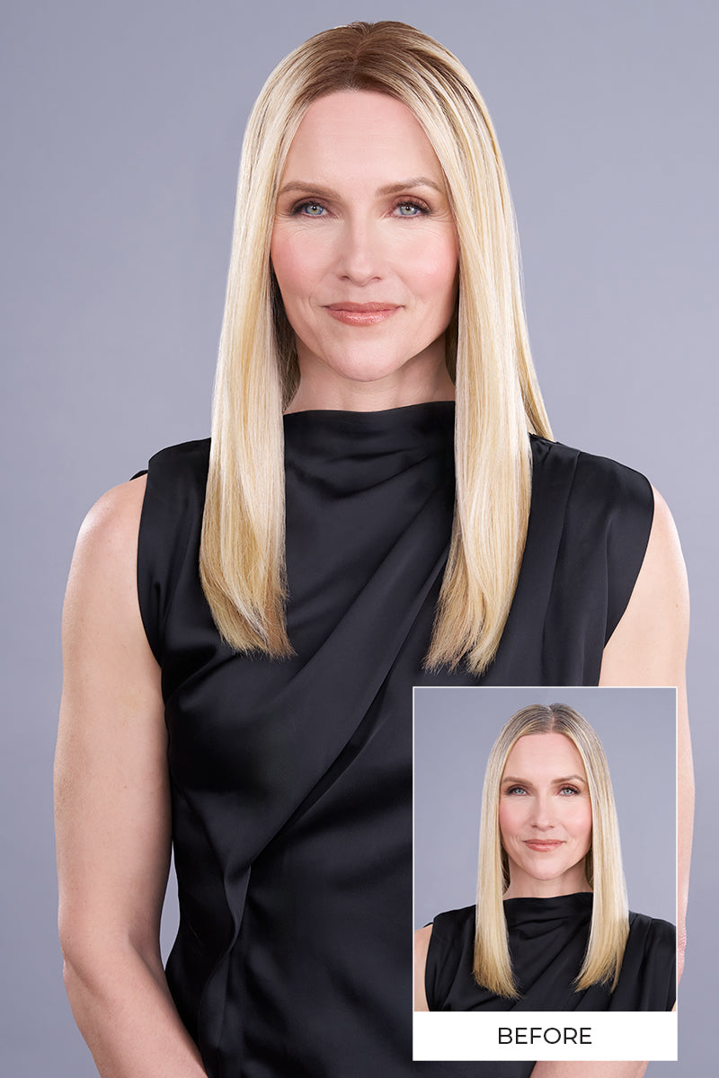 Top Trend Lace Front HD 18 Inch Double Monofilament Wefted Back Clip-In Straight Synthetic Hair Topper By Jon Renau | FS24/102S12