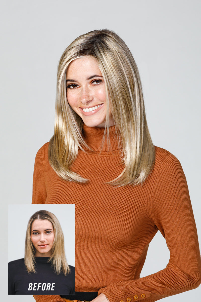 Top Coverage 18 Inch Straight Lace Front Monofilament Synthetic Hair Topper By Jon Renau | Exclusive