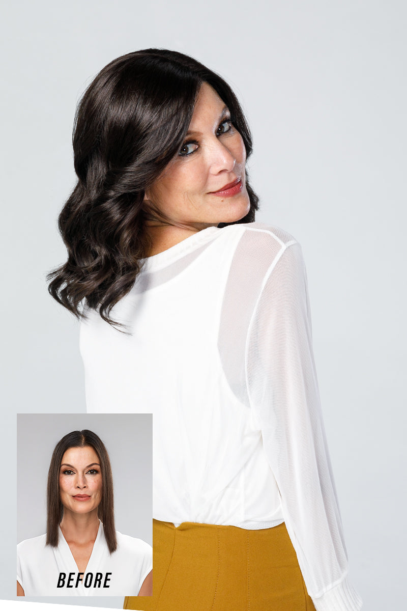 Top Coverage 12 Inch Wavy Lace Front Monofilament Synthetic Hair Topper By Jon Renau
